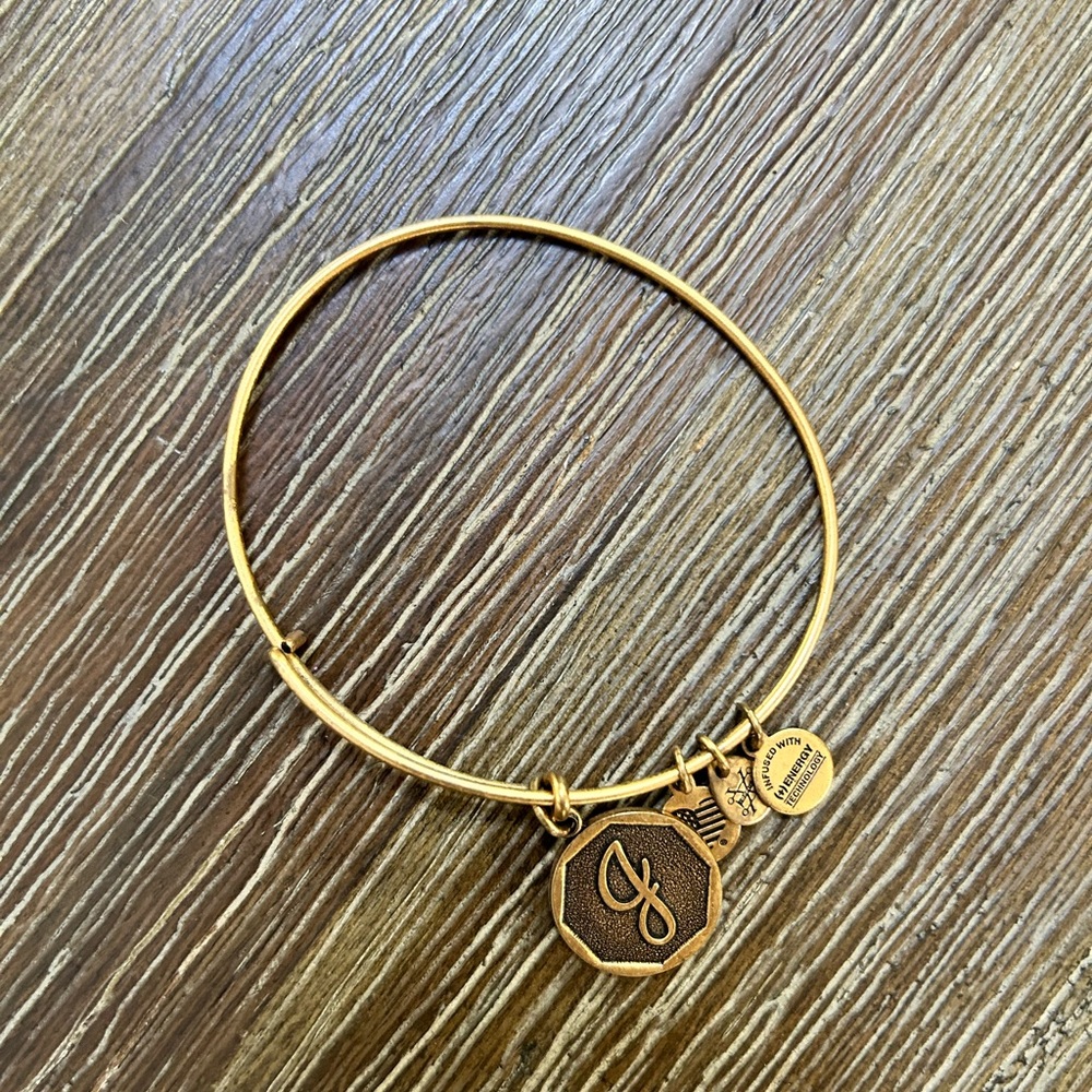 Alex and Ani bangle bracelet with letter J charm
